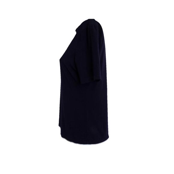 J McLaughlin short sleeve navy mock turtleneck knit top size Medium - Picture 5 of 9